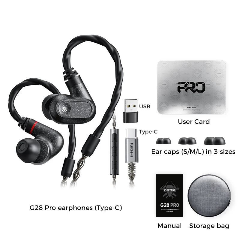 PLEXTONE G28 Professional HiFi Gaming Earphone High-resolution Music Headphones 35,000Hz Frequency Response Silver-plated Cable
