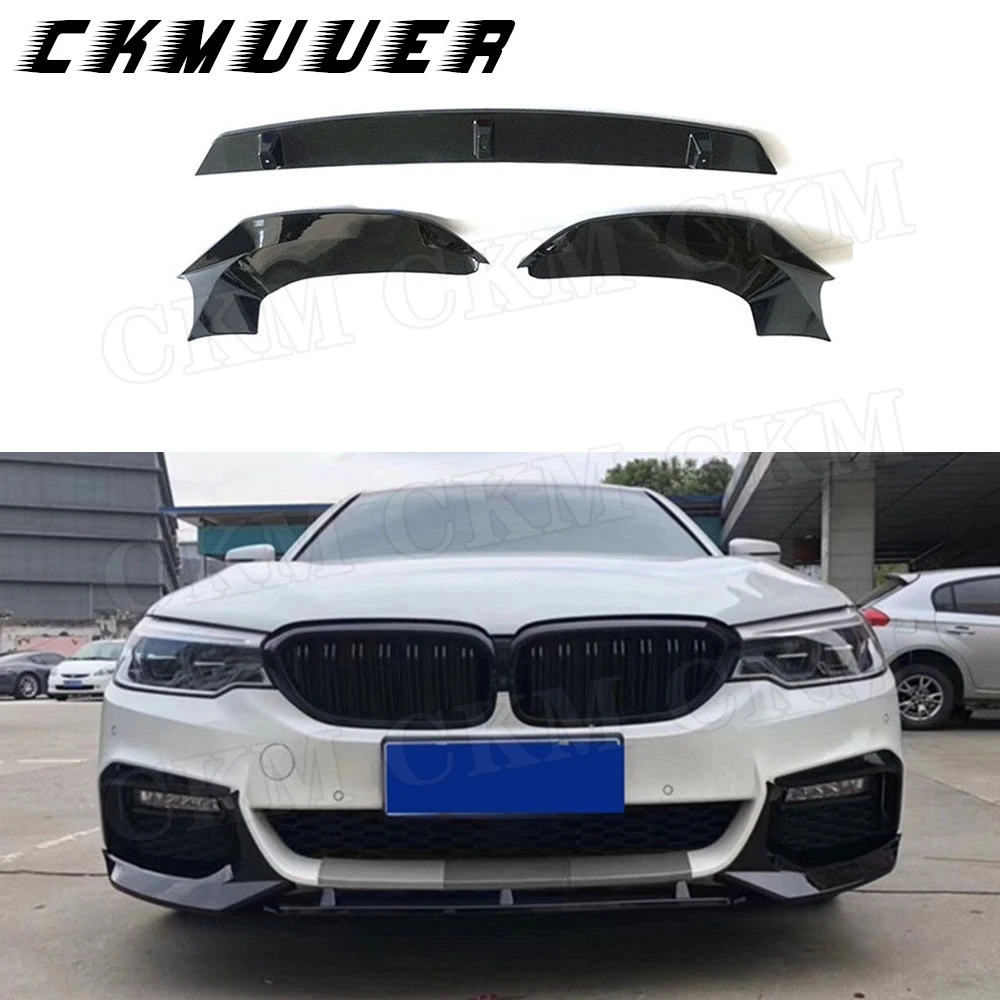 

CKMUUER ABS Material Front Bumper Lip Splitters for BMW 5 Series G30 G31 520i 530i 540i M Sport 2017 2018 2019 Head Chin Guard