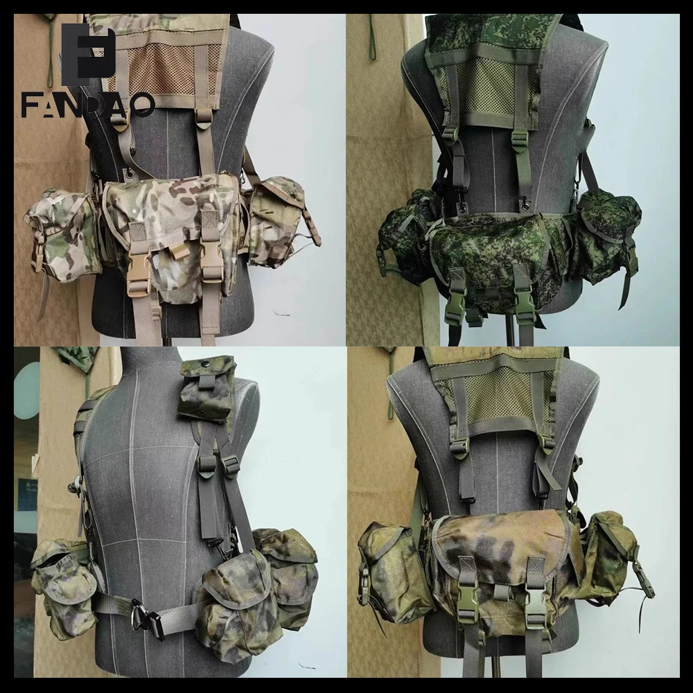 

Tactical Chest Sling Waist Belt Set Molle Detachable Russian Camo Hanging Carrying with Vest Pack Magazine Pouch for CS Training