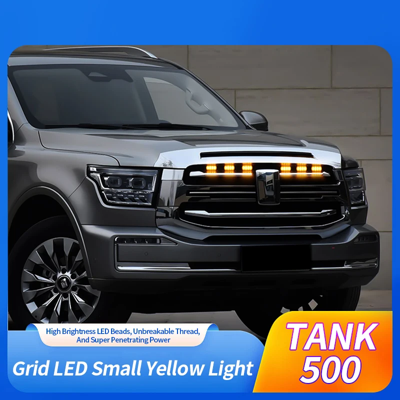 Car Off-road 4x4 Small Yellow Light of Bumper Grille Medium Mesh LED Spot Light Decoration Modification for Tank 500 Sport