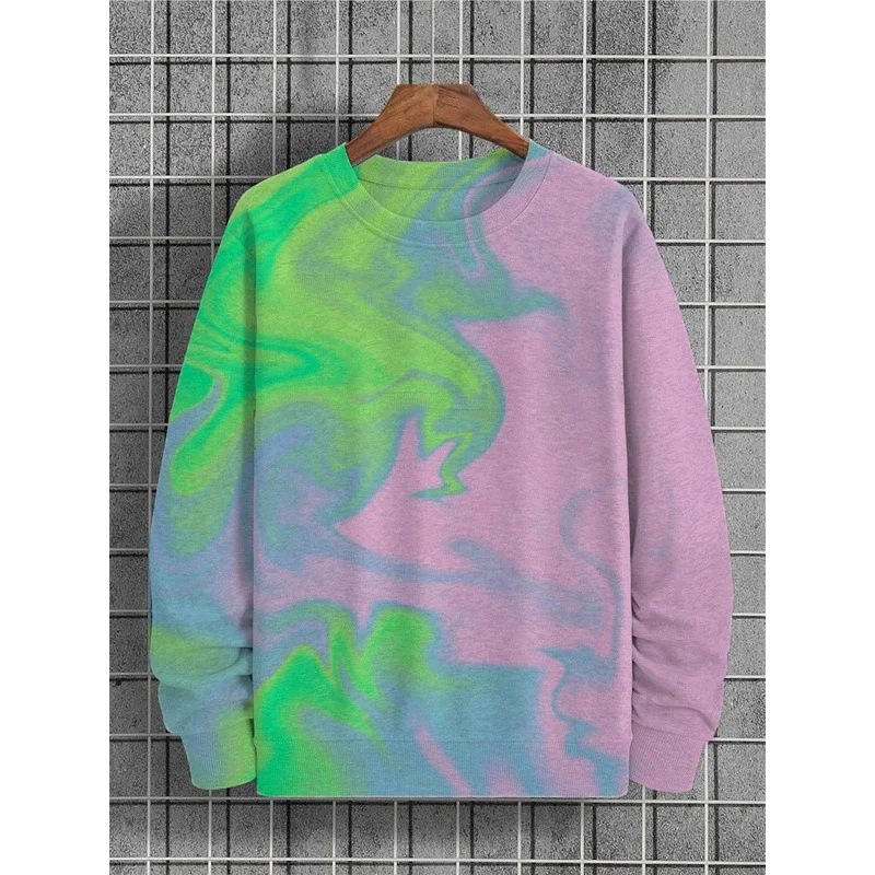 

New Sweatshirt For Men Pullover Oversized O-Neck T-Shirts Fashion Long Sleeve T Shirts Men 3d Tie Dye Graphic Hoodies Print Tops