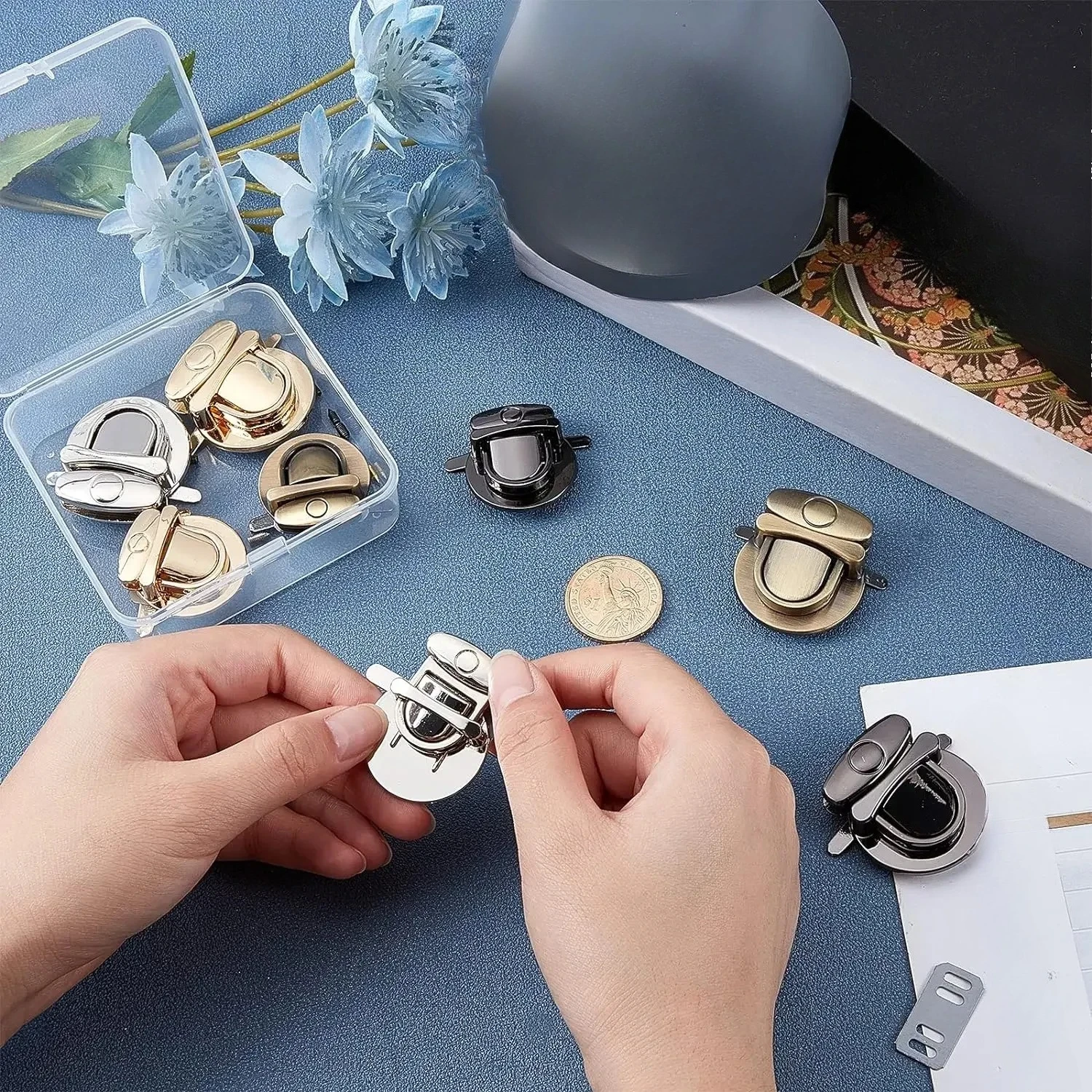 1/20 個金属ロックバッグクラスプキャッチバックルハンドバッグ財布トート閉鎖スナップクラスプ DIY クラフトハードウェアケースバッグアクセサリー