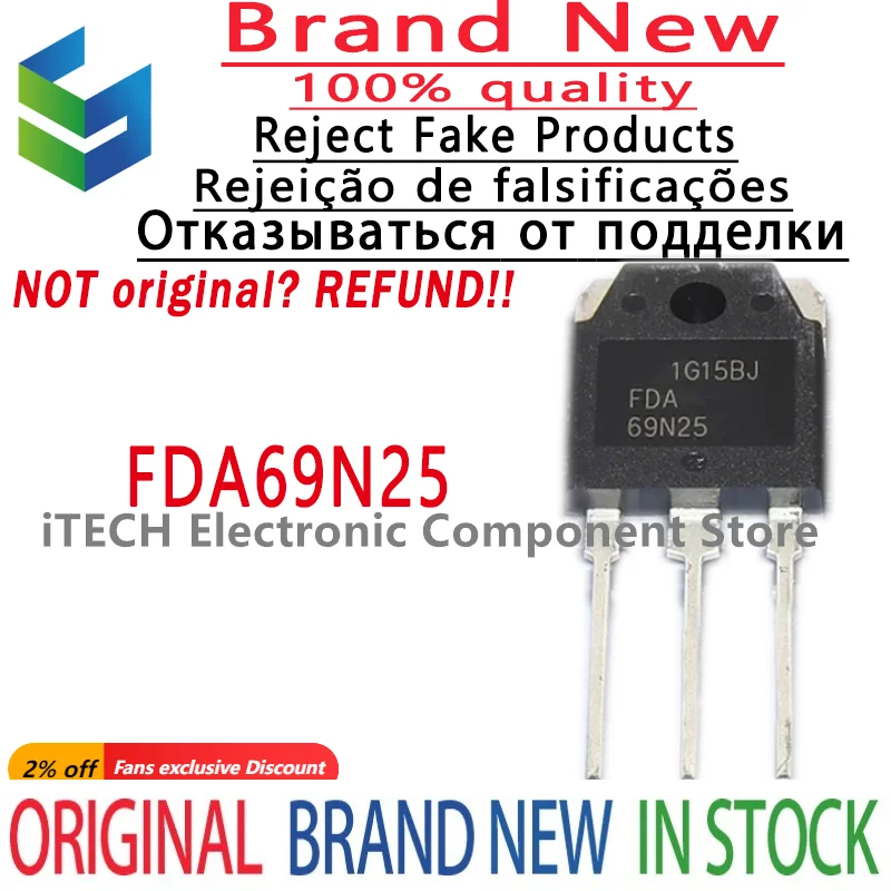 

10pcs/lot Original FDA69N25 69N25 TO-3P 250V 69A 100% New and Genuine