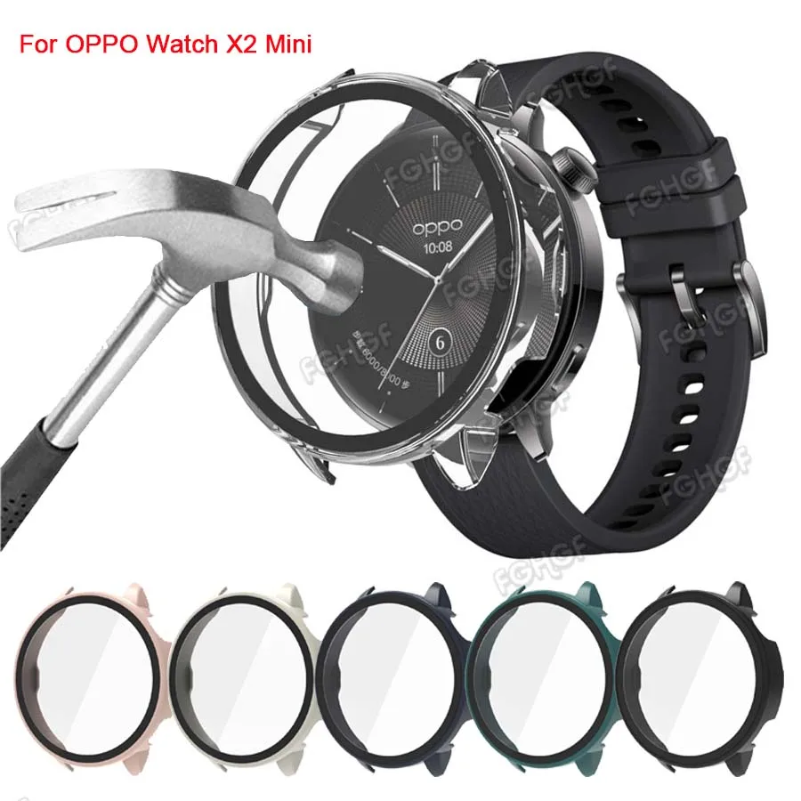 Protective Cover For Oppo Watch X2 Mini Case + Tempered Glass Film Screen Protector For Oppo Watch X2 Mini Bumper Accessories