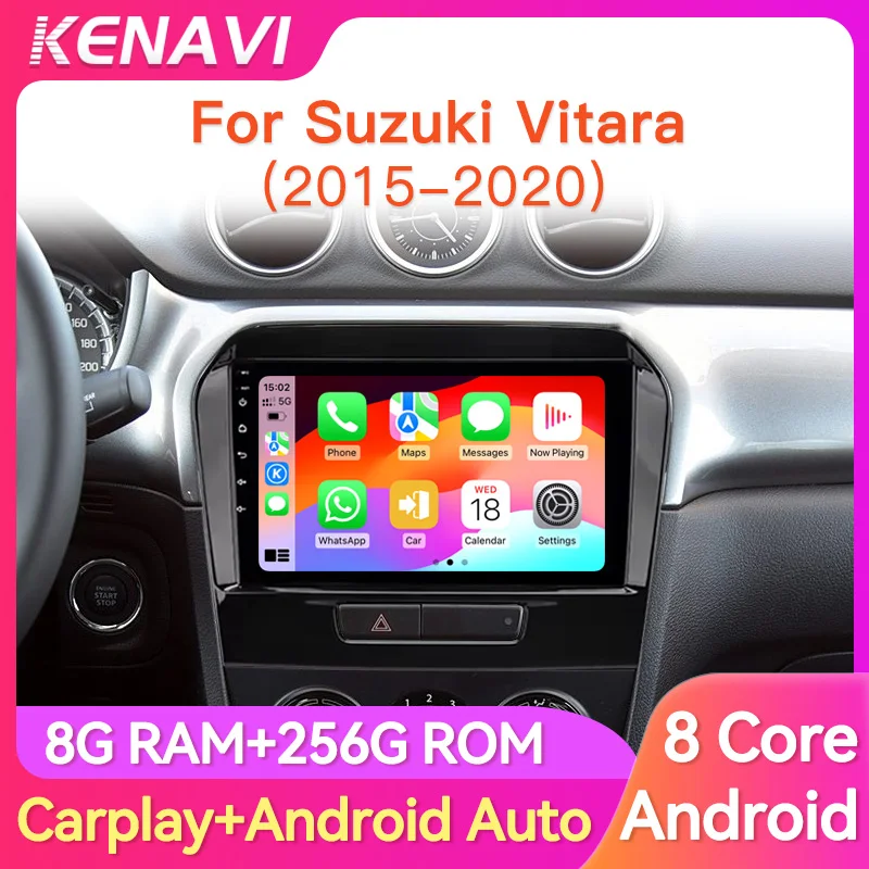 2 Din Car Stereo Radio For Suzuki Vitara 2015 - 2020 Centre Multimedia Player Navigation GPS RDS DSP Carplay Android Auto No DVD