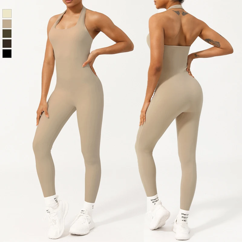 Buttery Soft Gym Yoga Suit Women Solid Color Super Stretchy Running Jumpsuit Breathable Quick Dry Workout Clothes Sportswear