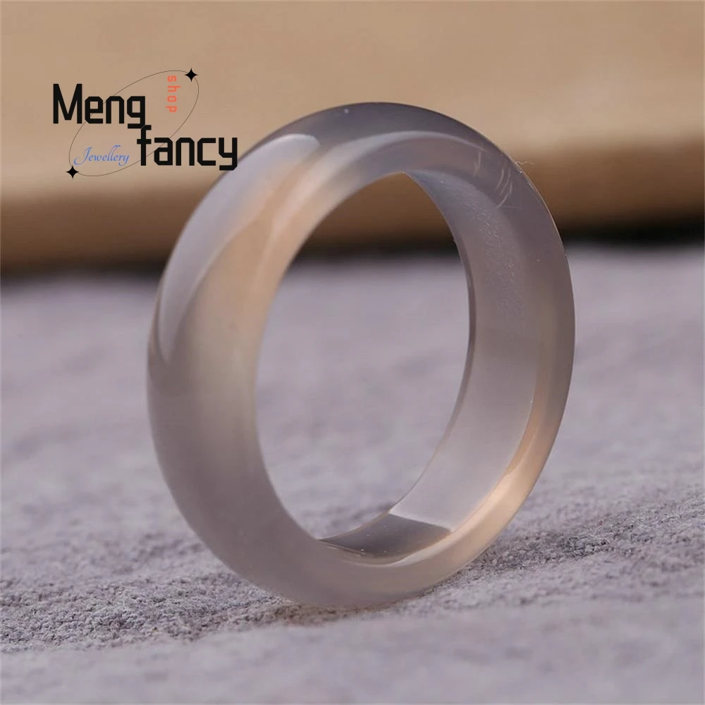 

Natural Brazilian Agate Chalcedony Ring DIY Handheld Prayer Beads Ring Popular Fashion Jewelry Best Selling Couple Holiday Gifts