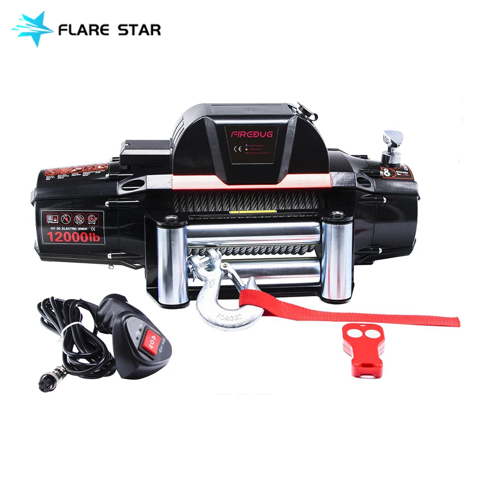 

12000lbs 12V 24V 4WD Off Road 4x4 Car Electric Winch With Synthetic Steel Wire,Double Control Electric Winch