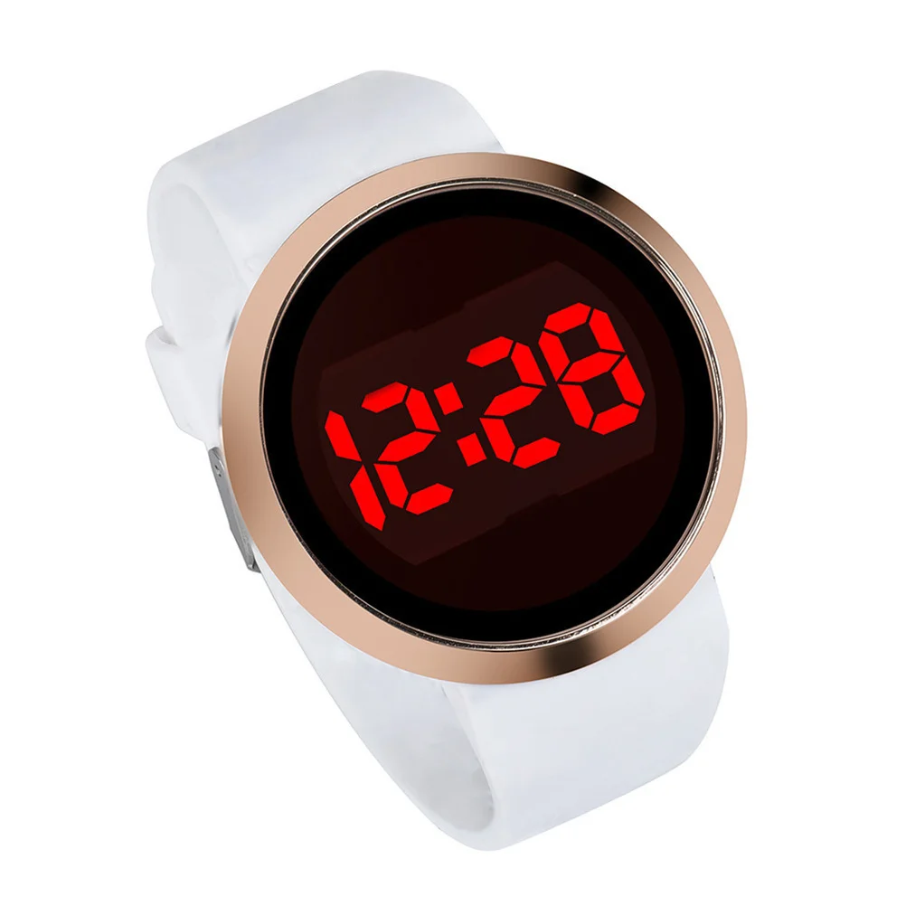 

Led Watch Pu Band Touch Screen Digital Alloy Electronic Wristwatch For Men Women Fashion Gift White Smart