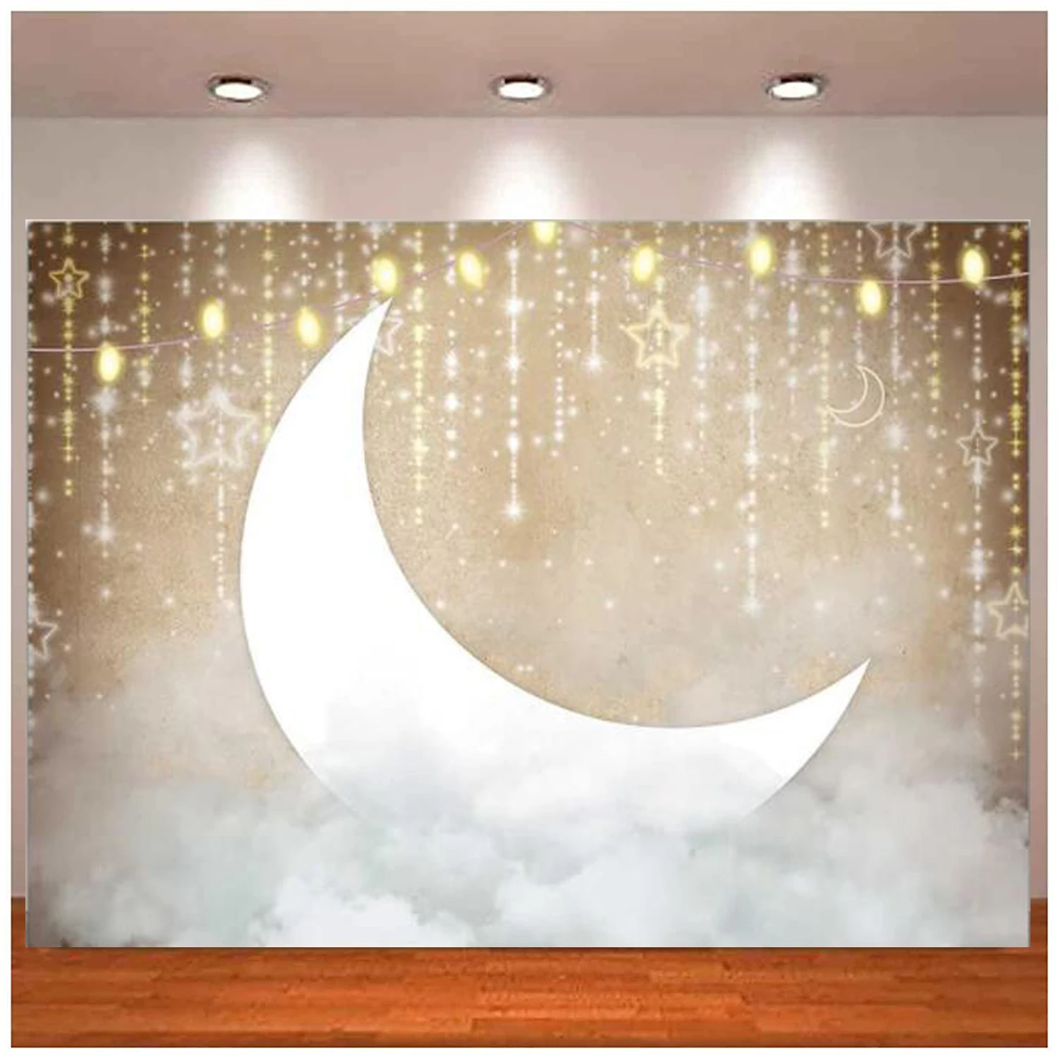 Twinkle Little Star Photography Backdrop Moon Light Clouds Baby Shower Newborn Background Kids 1st Birthday Wall Decor Party