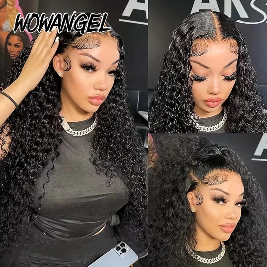 34 بوصة موجة المياه 13x6 HD الدانتيل أمامي خصلات الشعر المستعار الإنسان أسود نفاث 250% مجعد غلويليس كامل الباروكات الأمامية قبل قطعها للنساء