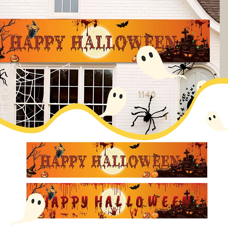 Halloween Banner Party Celebration Foldable Hanging Home Outdoor Decorations Ghost Festival Atmosphere Arrangement