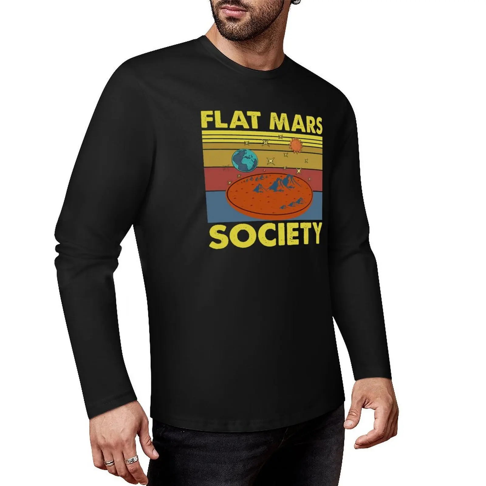 

Flat Mars Society 2021 Vintage Retro Long T-Shirt new edition t shirt sports fan t-shirts clothes for men