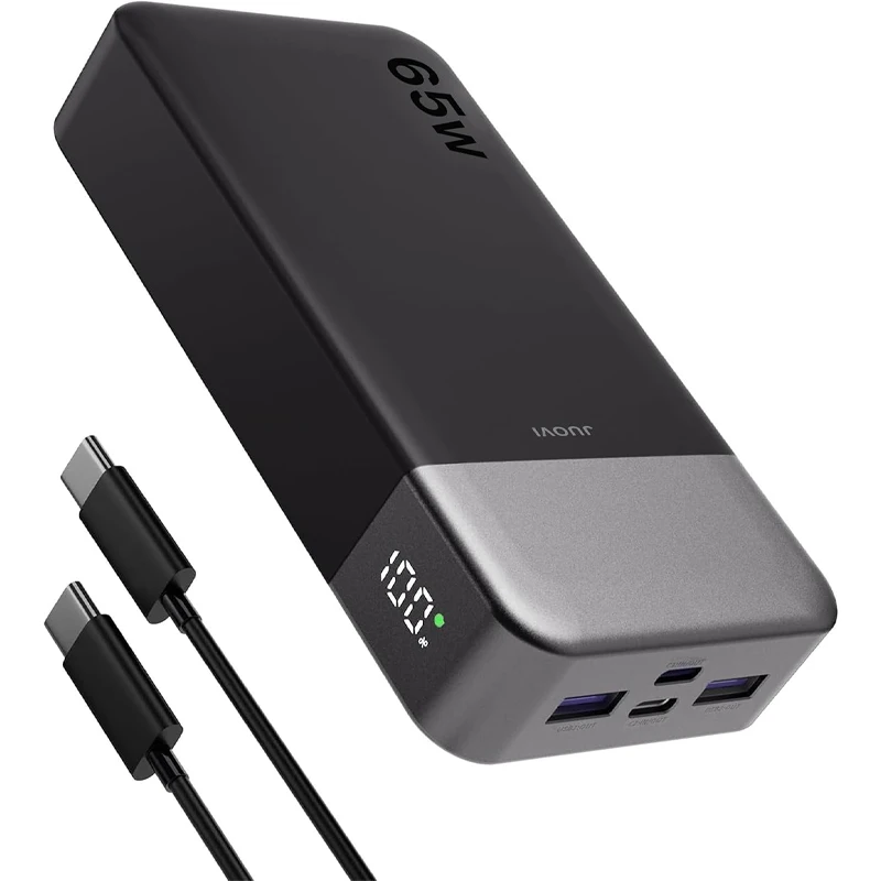 JUOVI Portable Charger 65W 20000mAh Power Bank Compact USB C Laptop Power Bank Fast Charging Battery Pack for Laptop MacBook Dell XPS iPad Tablet Steam Deck iPhone Series Samsung Switch