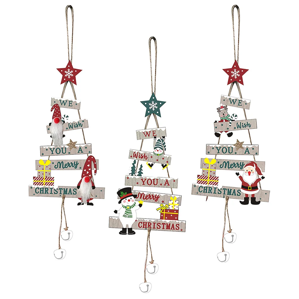 

3Pcs Santa Claus Xmas Wood Hanging Ornaments Christmas Tree Decorations Xmas Party Pendant Decor Christmas Tree Decorations