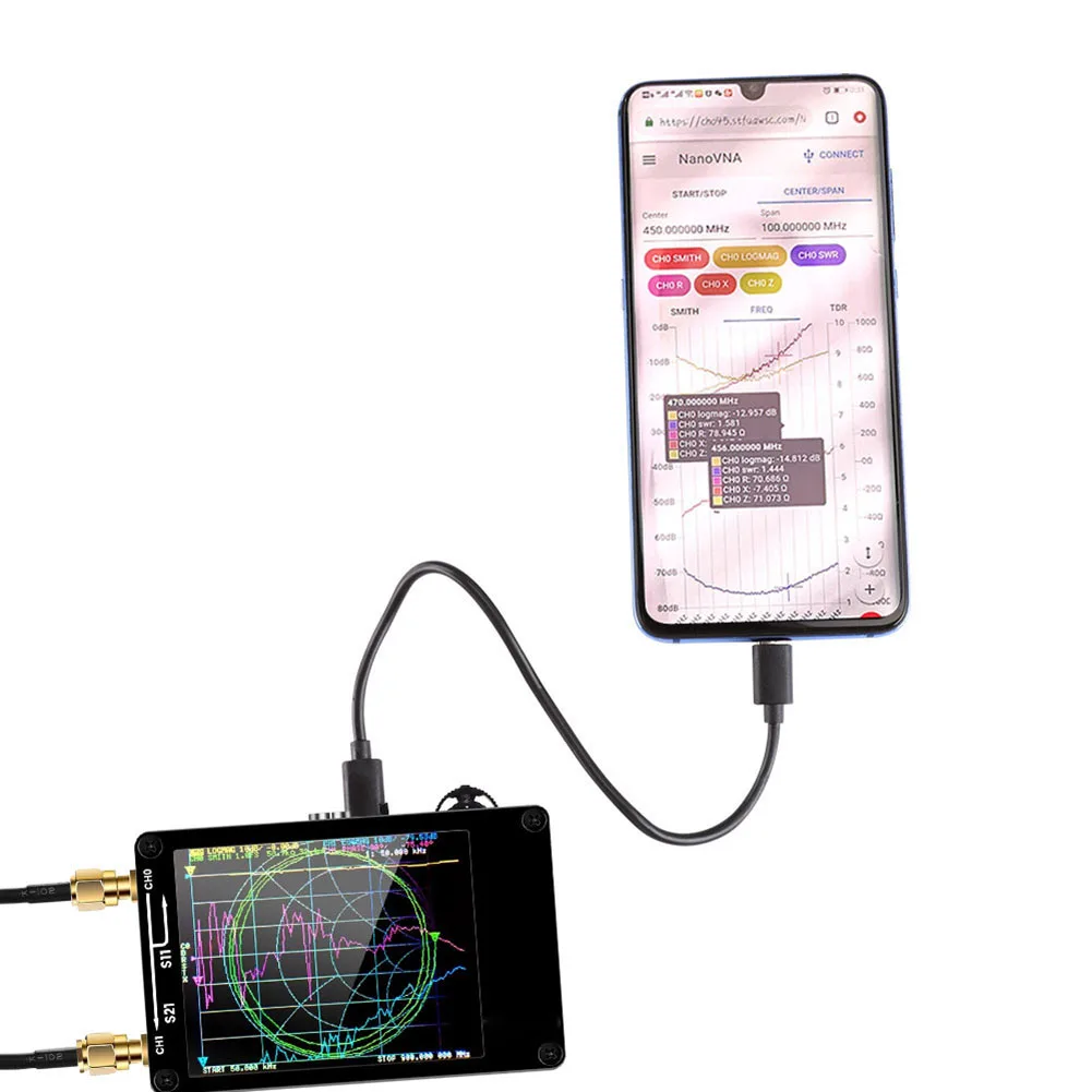 

2.8 Inch TFT Monitor Digital Antenna Analyzer with SD Card Slot Vector Network Analyzer Tester USB 5V 120mA Measure S Parameters