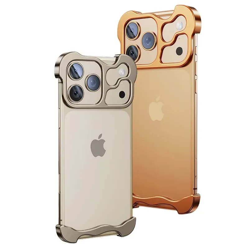 

lrregular Metal Frame Bumper Phone Case For iPhone 17 16 15 14 13 12 Pro Max Plus17Air Aviation Aluminum Alloy Shockproof Cover