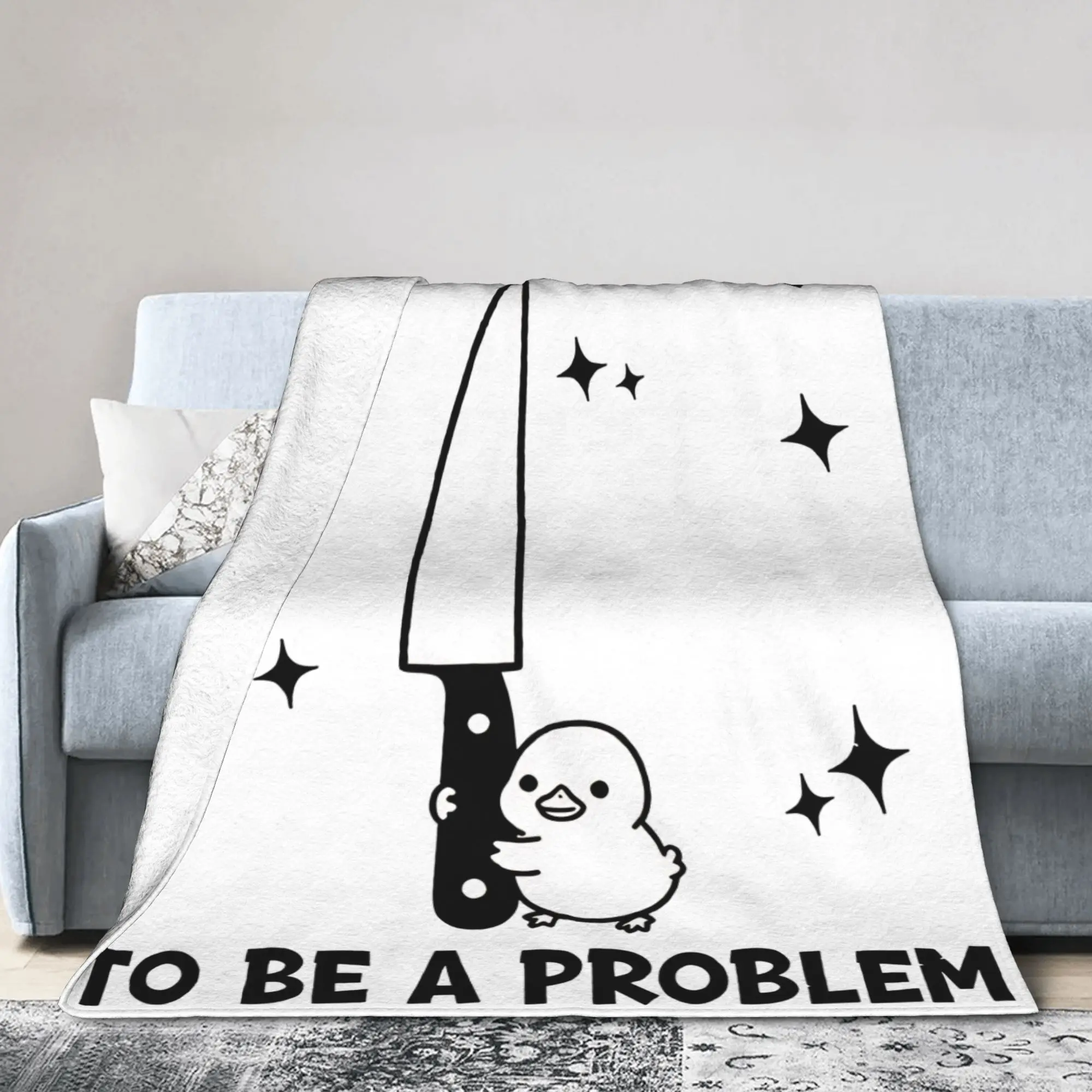 Tall Enough To Be A Problem Flannel Blankets Funny Duck Holding Knife Custom Throw Blanket for Bed Sofa Couch 200x150cm Quilt