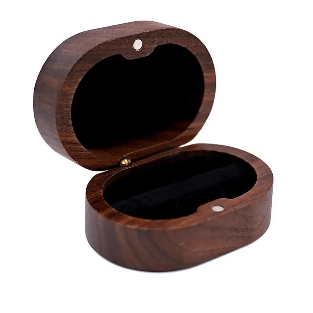 Wooden Ring Box Handmade Wooden Rustic Ring Box with Lid Velvet Engagement Ring Holder Wedding Proposal Storage Gift Box
