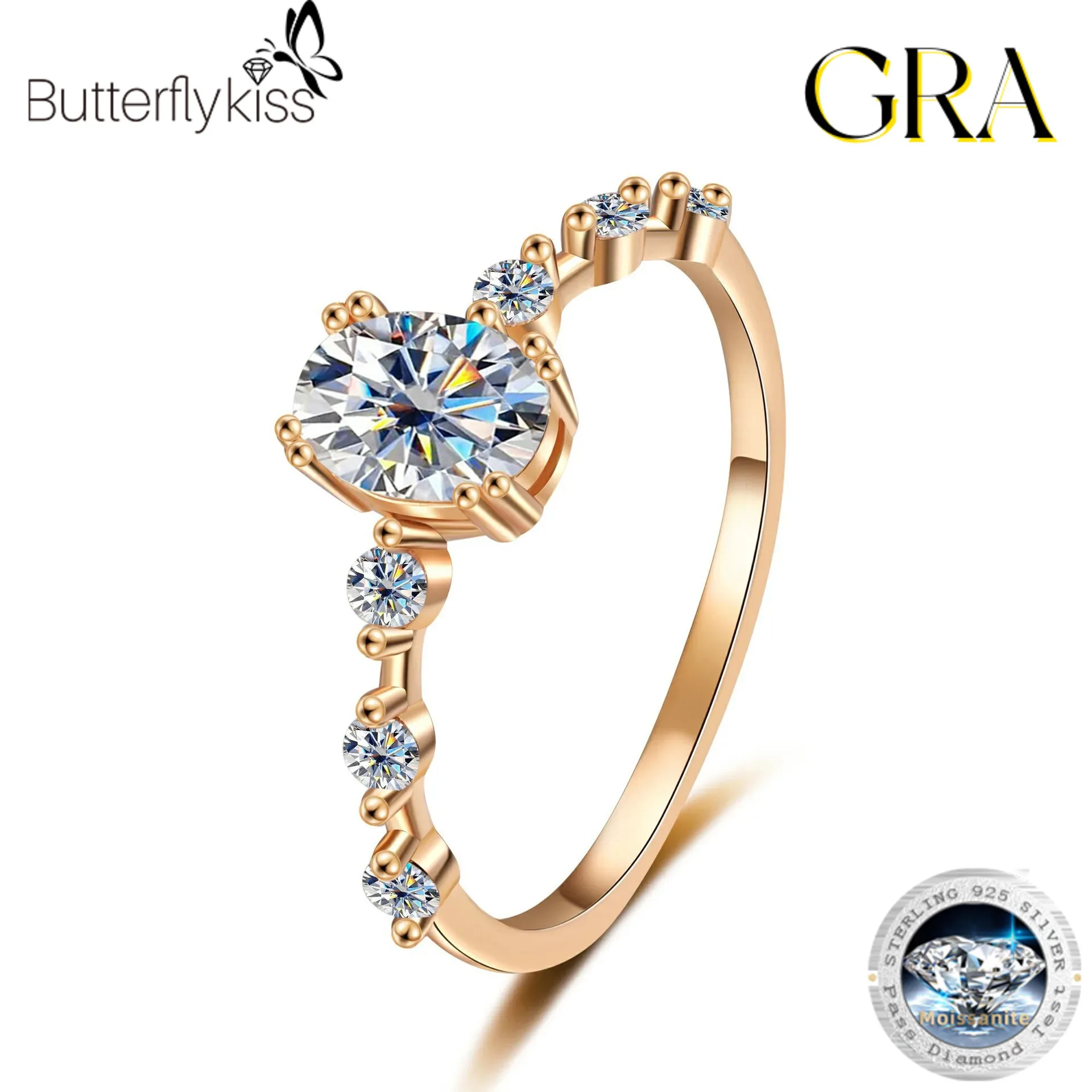 

Butterflykiss S925 Серебро Модные Роскошные Модные 5*7 мм Муассанит Розовое Золото Овальные Кольца Подвески Женщины Свадебная Вечеринка Ювелирные Изделия Подарок