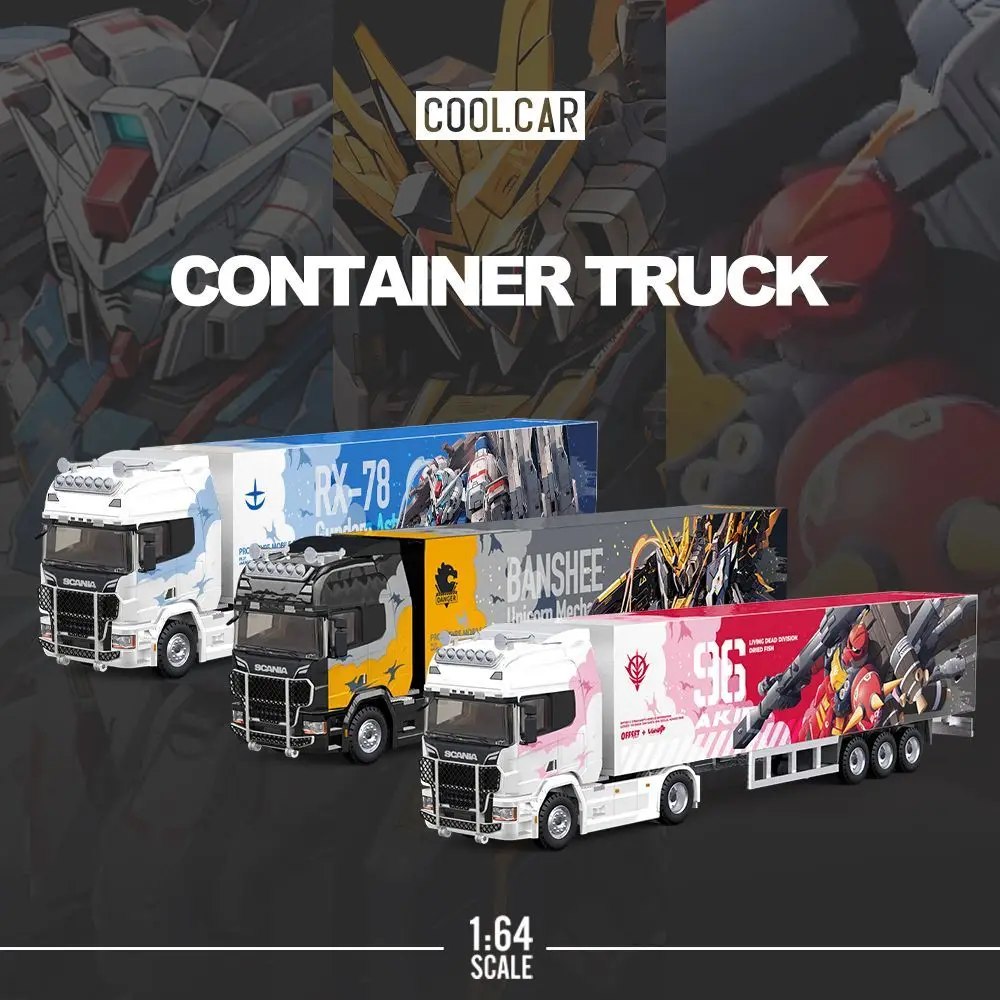 

CC 1:64 Scania Container Truck RX-78 Banshee Mecha Simulation Alloy Car Model Ornament