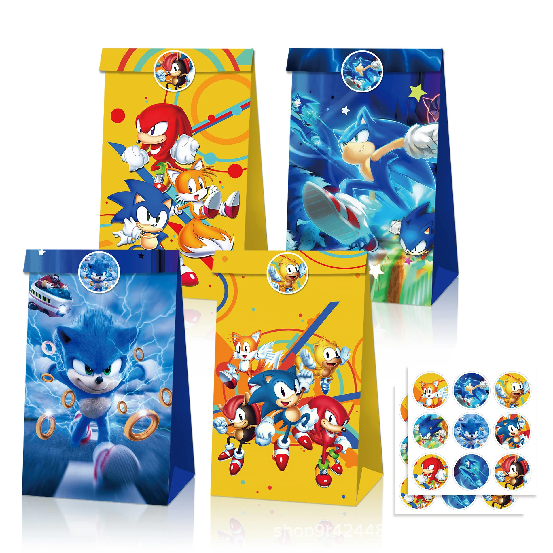 New Cartoon Sonic Party Supplies Free Stickers Boys Birthday Party Decoration Gift Bags Set Paper Candy Box Sonic Baby Shower