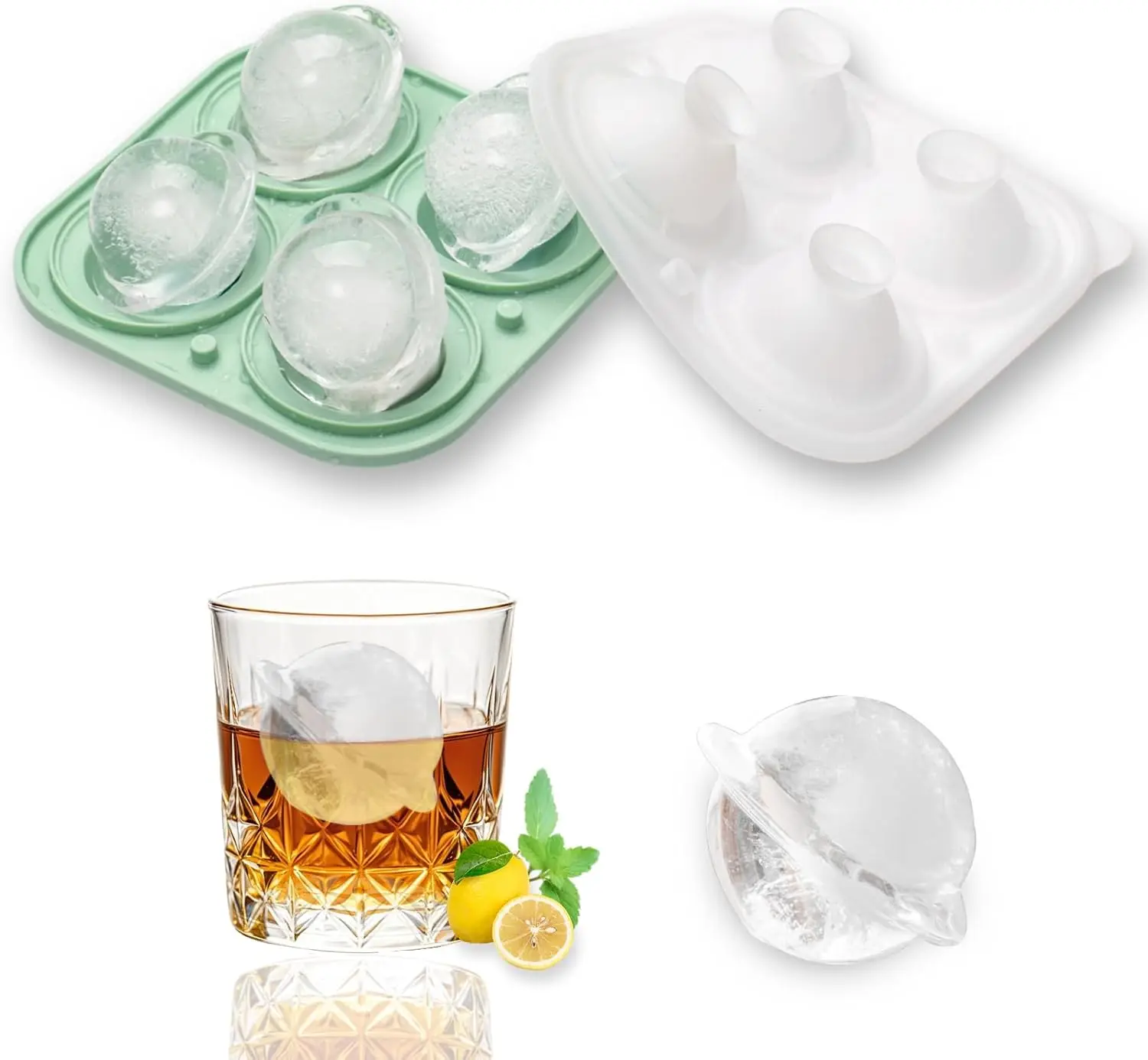 

Saturn Shaped 4-Cavity Silicone Ice Cube Tray with Funnel and Lid - 2.4 Inch Ice Cube Mold for Whiskey, Cocktails and Bourbon, S