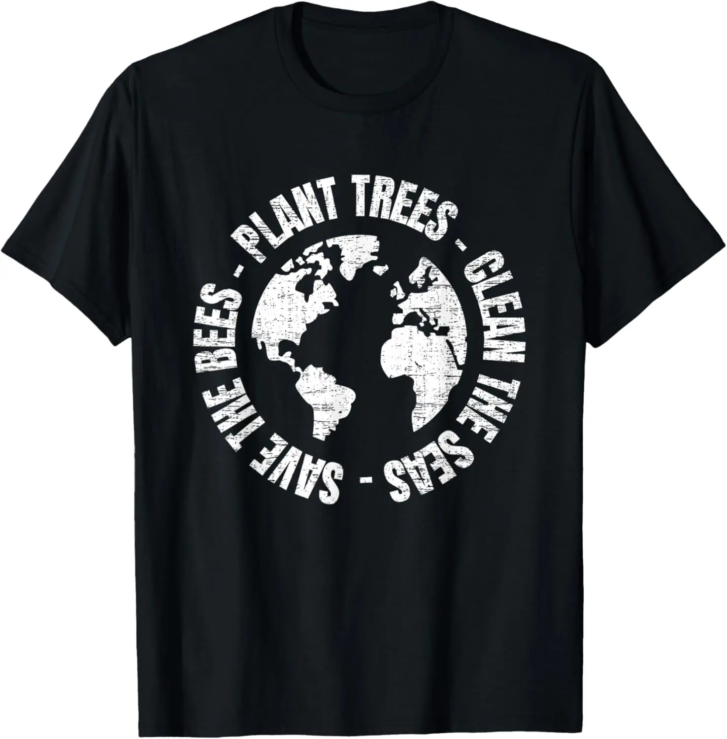 Save Bees Plant Trees Clean Seas Environmentalist Earth Day T-Shirt 100% Cotton Trendy Y2K Short-Sleeve Tee – Soft, Quick-Drying, & Moisture-Wicking; Ideal for Sports or Casual Wear; Great Gift for Christmas or Halloween. Environmental.