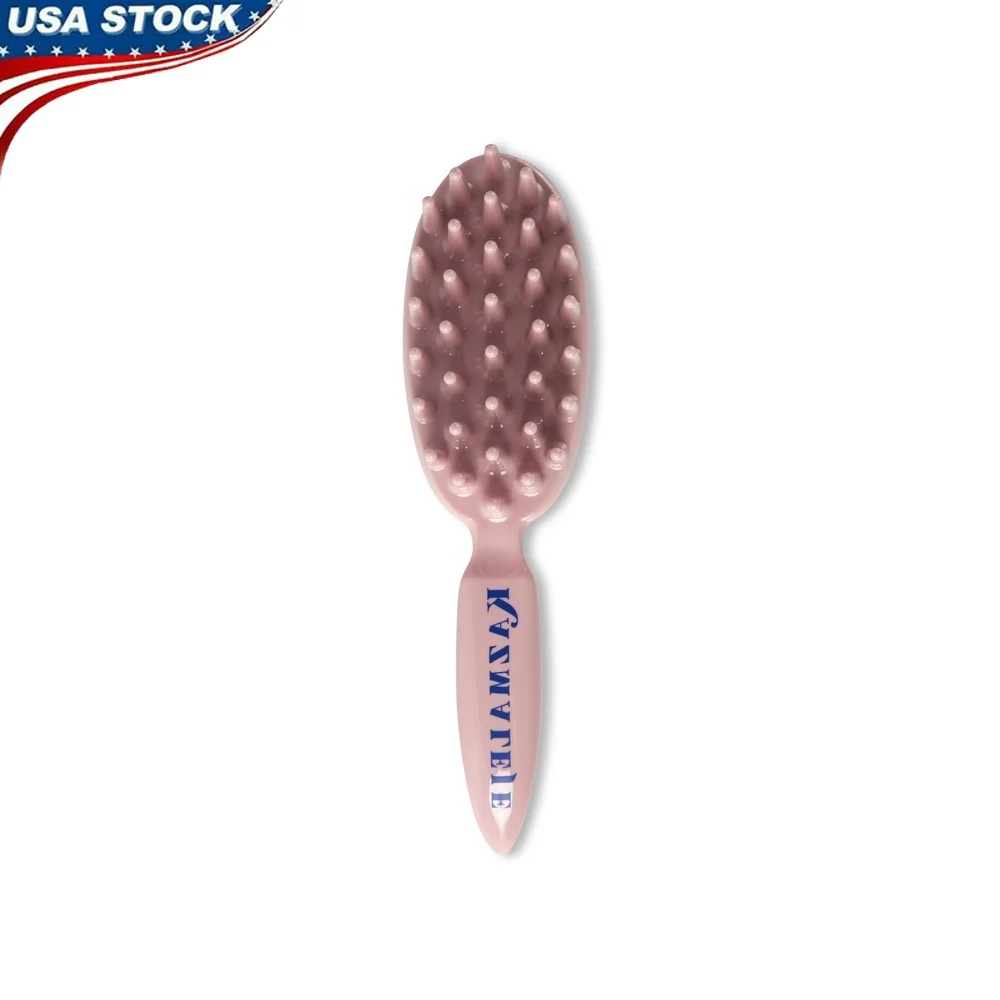 

Wide Tooth Paddle Brush Detangling Styling with Synthetic Bristles Curved Handle Oval Shape Thumb Rest Hair Sectioning Tool