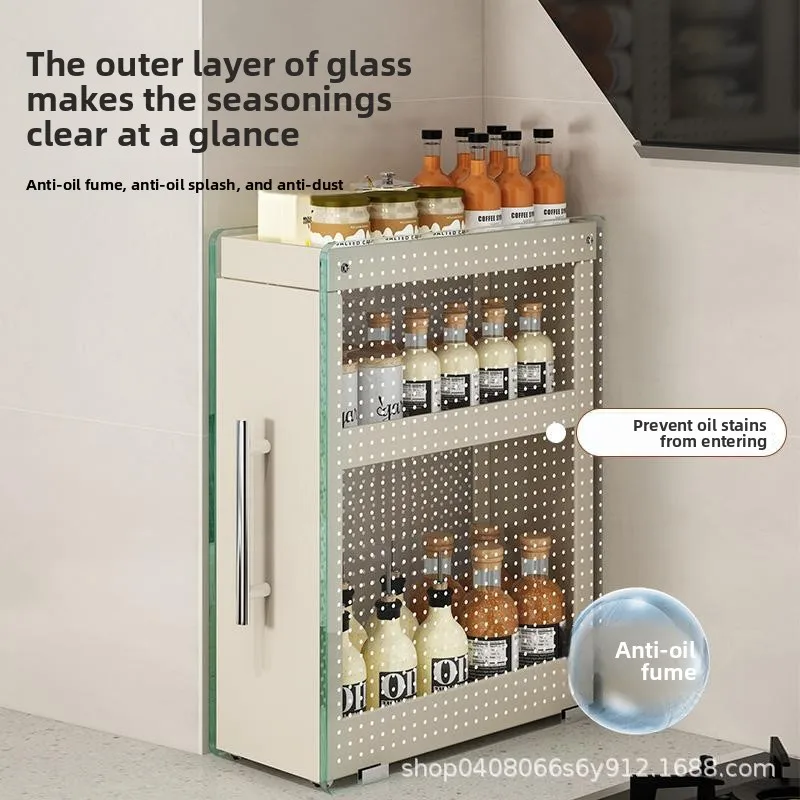 

LYY kitchen pull-out seasoning shelf multi-functional seasoning countertop shelf narrow edge crevice pull basket storage cabinet