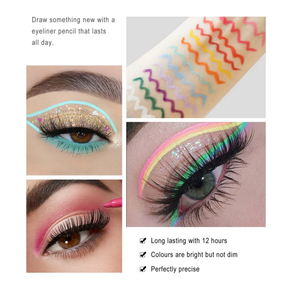 สีสันครีมอายไลเนอร์ดินสอชุดแห้งได้อย่างรวดเร็วกันน้ํา Smooth GEL Cream Liquid Eyeliner Long Lasting Professional อายไลเนอร์