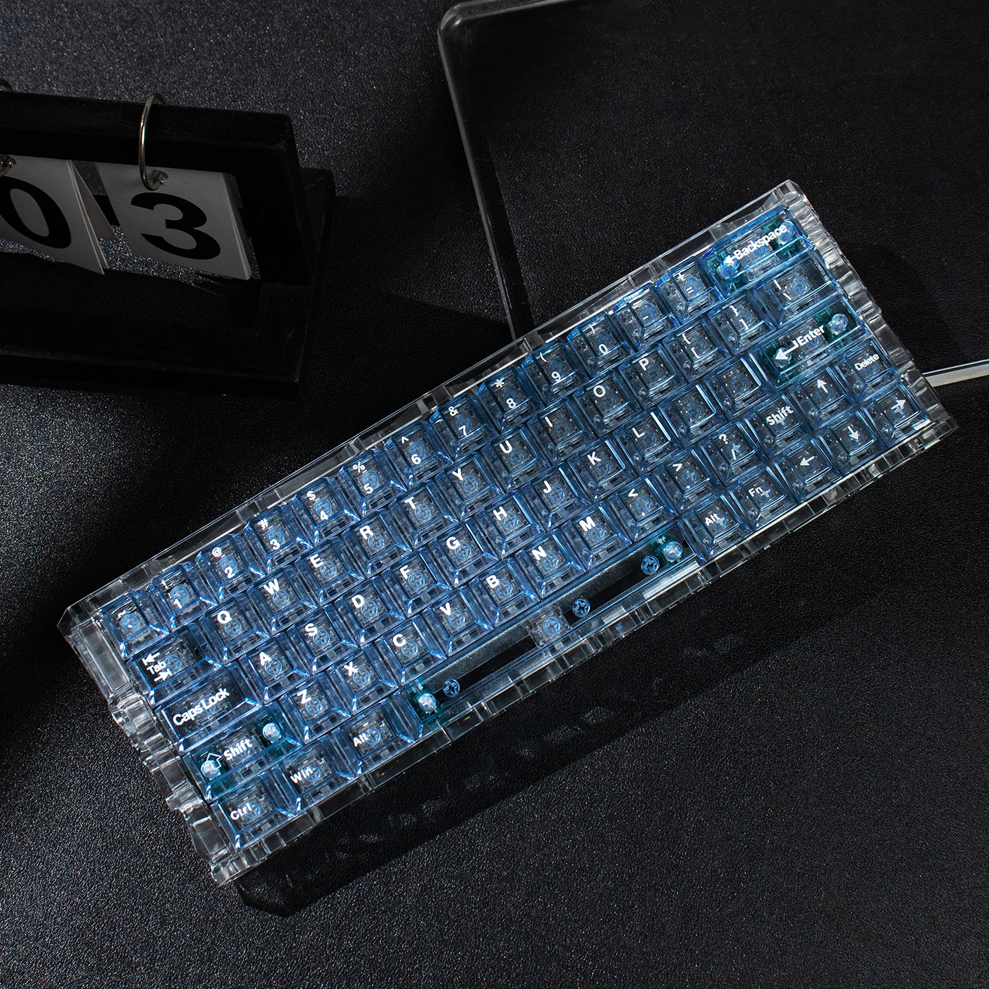 

Blue Transparent Keycaps 128 Keys Cherry Profile UV pad print PC Keycaps For Mx Switch Mechanical Keyboard Keyboard Key caps