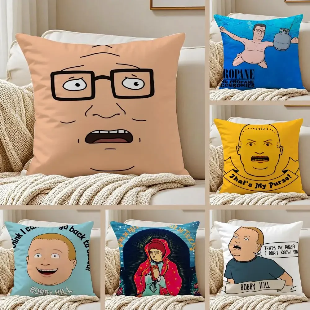 K_King of the H_Hill Cushion Cover Silky Short Plush Double-Sided Printed Pillow Case for Sofa All Seasons Home Decor Gift