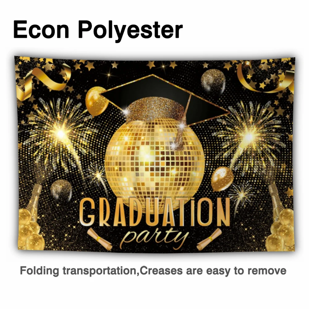 Funnytree 졸업 파티 배경 클래스 2022 축하 학사 모자 골드 별 공 장식 사진 소품 배경