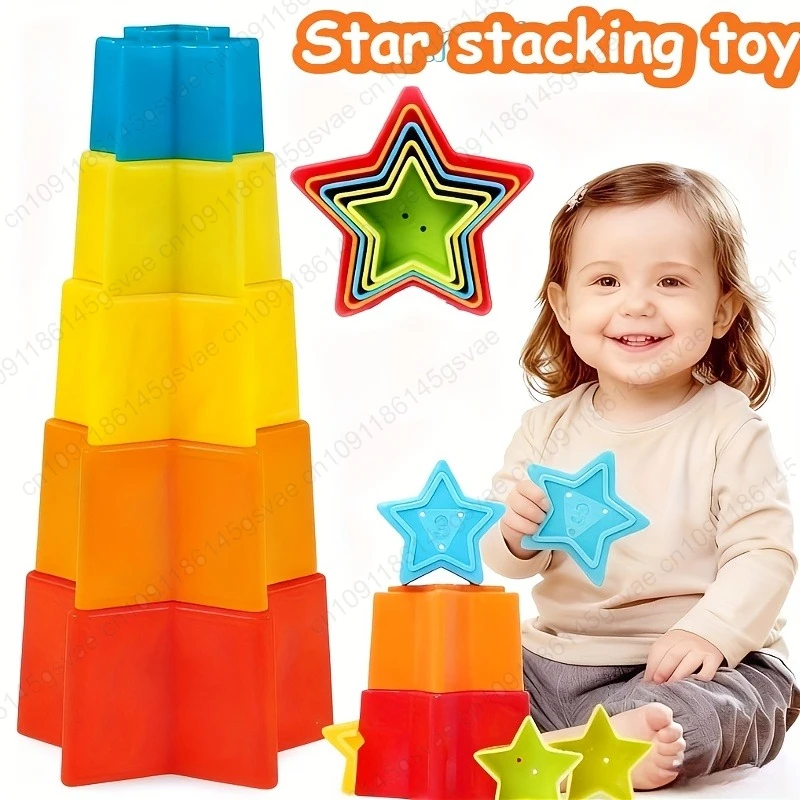 Jouets de salle de bain pour bébé à empiler étoiles, jouets éducatifs pour l'éducation précoce, tri, empilage, jouets d'épissure