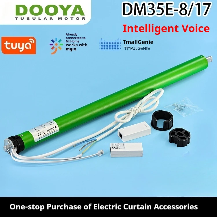 

Smart Curtain Motor Voice Control Compatible with Xiaoai Tmall Genie Tuya Tubular Electric Roller Shade for Home Automation