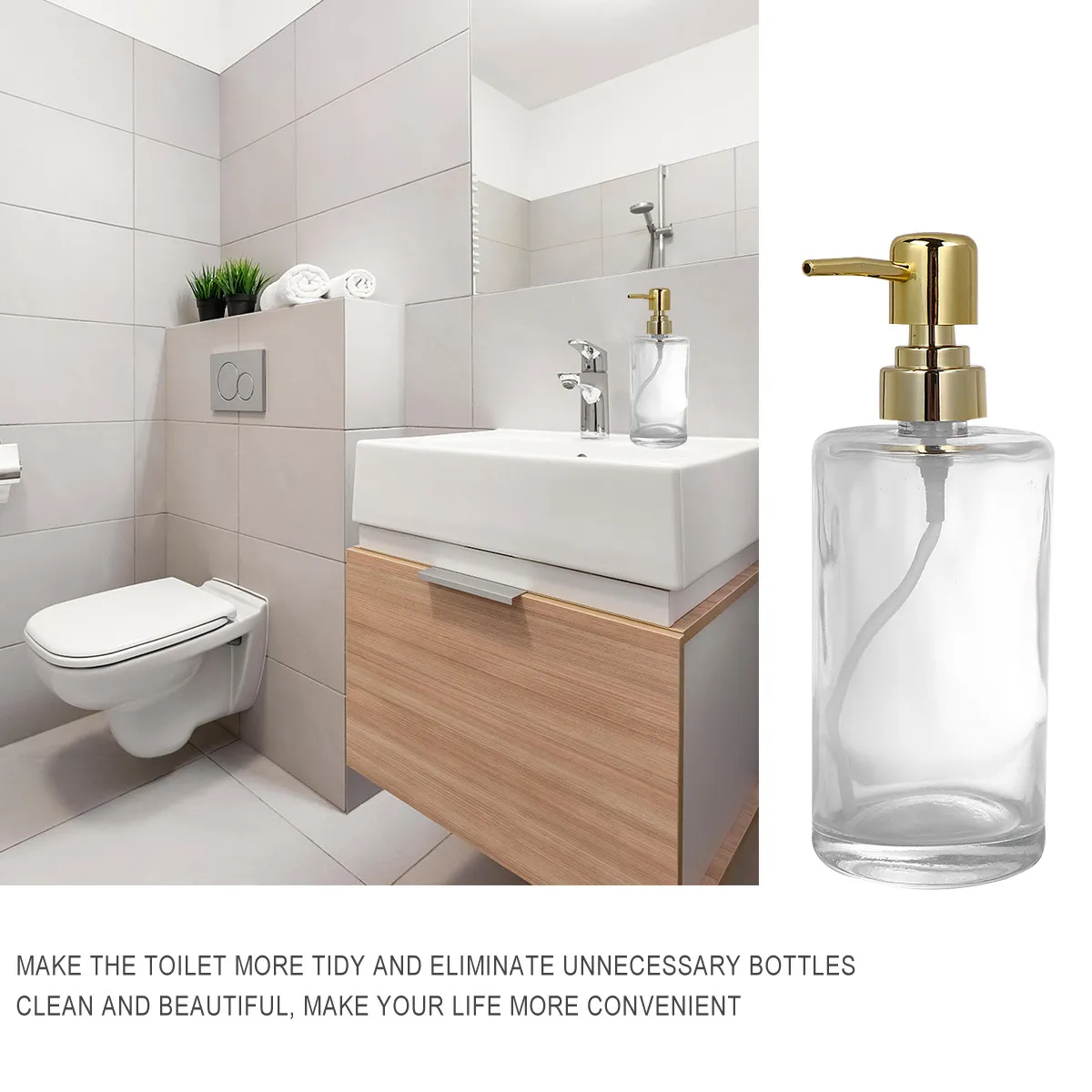 

1 Set Lotion Travel Bottles Glass High-End Press Pump 400Ml Home Hotel Container Empty Travel Bottle Gold Plated