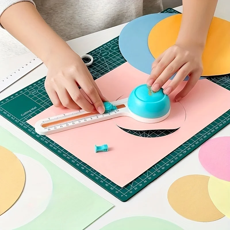 1 قطعة 360 °   قاطعة الورق، قاطعة الورق الدائرية التي يمكنك صنعها بنفسك، قطر القطع 3.94-12.6 بوصة، 3 رؤوس قطع قابلة للاستبدال