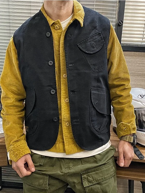 Tactical Multi-Pocket Casual Outdoor Men's Vest Spring Autumn New Style Versatile Workwear Shirt Jacket Standard Fit Youth