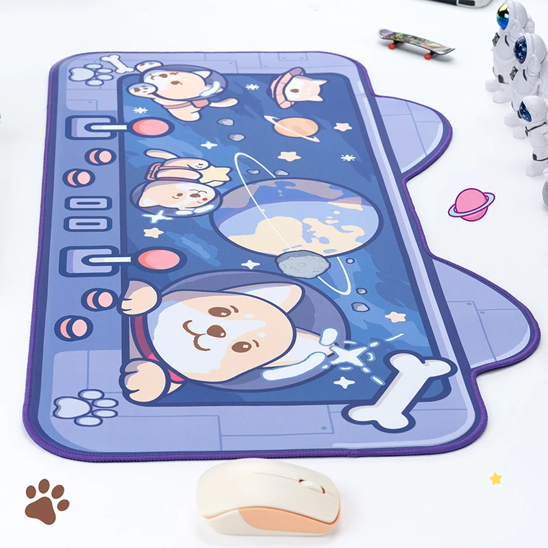 Extra Large Kawaii Gaming Mouse Pad Cute Blue Space Dog XXL Big Desk Mat Water Proof Nonslip Laptop Desk Accessories