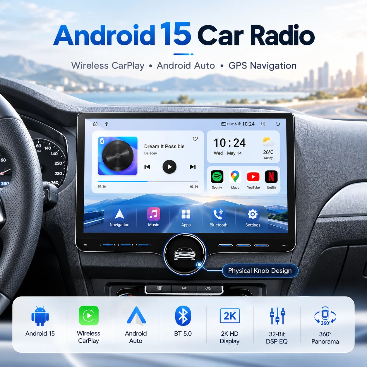 11.5 Inch Android 15 Car Radio For Mitsubishi Outlander 2008-2011 Wireless CarPlay Android Auto GPS Navigation Touch Screen