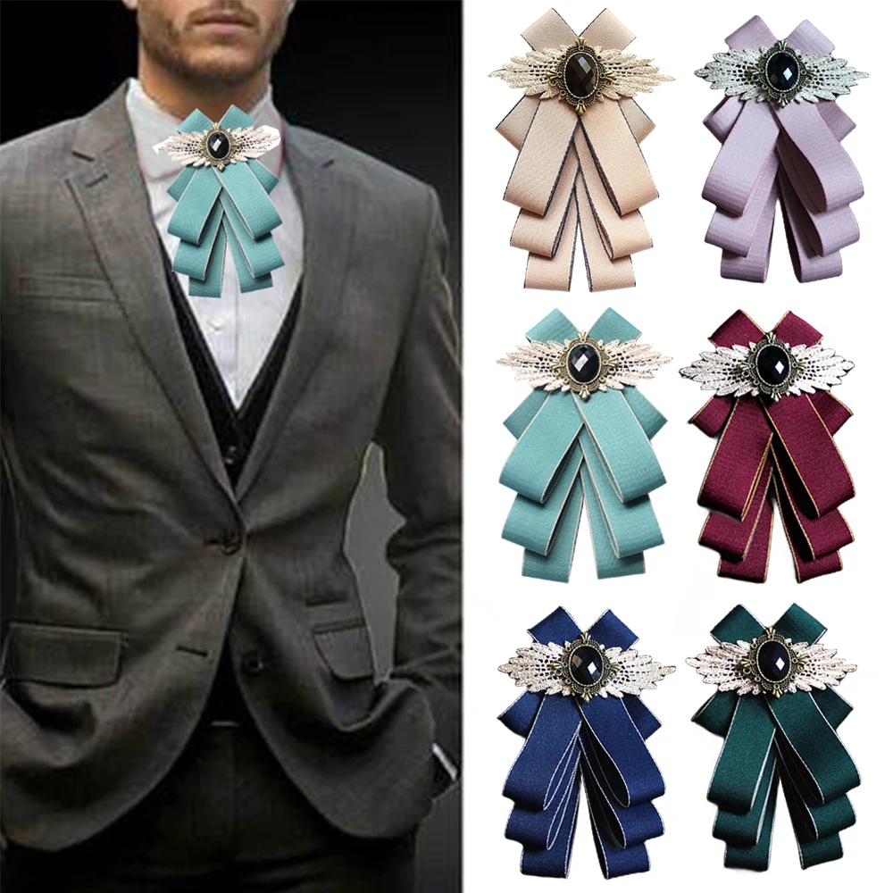 

Men Rhinestone Wedding Party Bow Tie Multi-layer Adjustable Necktie Classic Top Grade Bowtie Formal Suit Neck Decoration