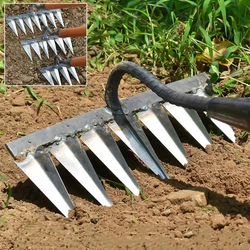 CarbonSteel Weeding Hoe Rake Stainless Steel Garden Weeders Grass Rooting Loose Soil Hand Weeding Removal Puller Gardening Tools