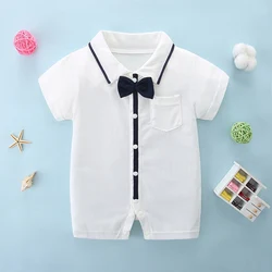 Short-Sleeved Jumpsuit for Newborn Baby, Pure Cotton Harem, Thin Crawling Suit, Boy Baby Clothes, Summer Fashion Trend