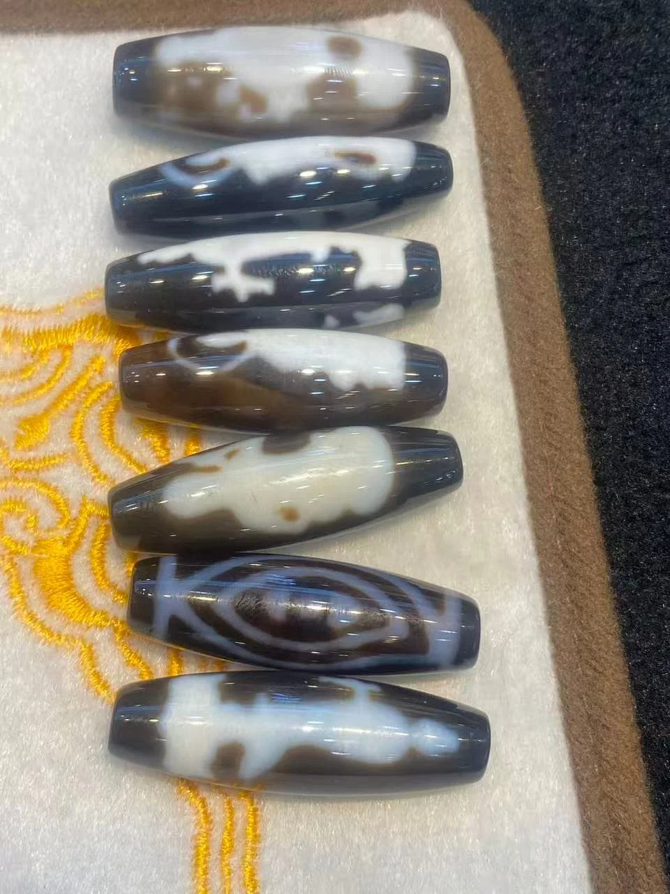 1pcs/lot High-end Taiwanese craft black-and-white Dzi bead little dragon Buddha phoenix two-eyed Guanyin pattern loose beads