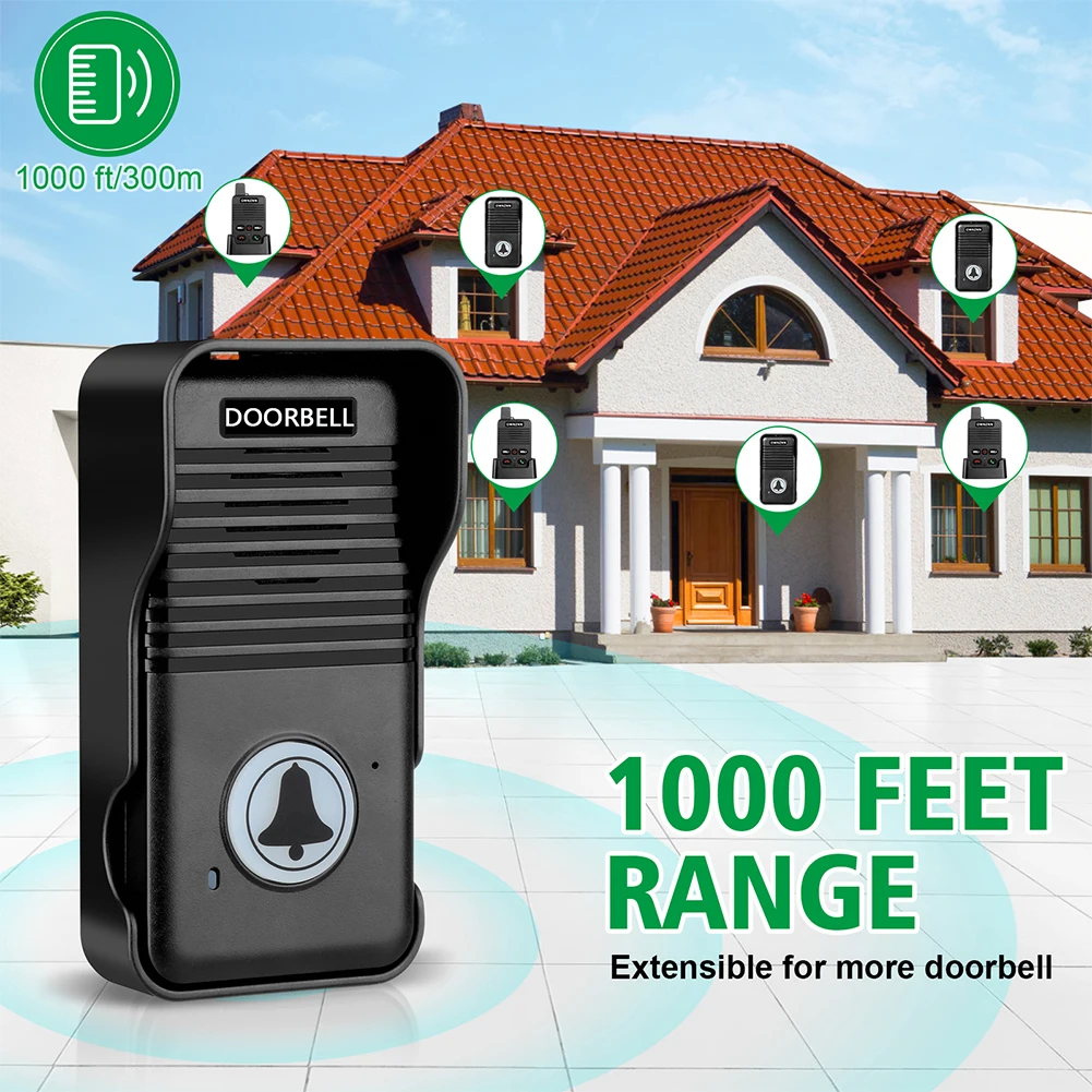Sonnette d'interphone Duplex vocal sans fil, Audio longue Distance, téléphone de porte, émetteur et récepteur vocal, système d'interphone pour la maison