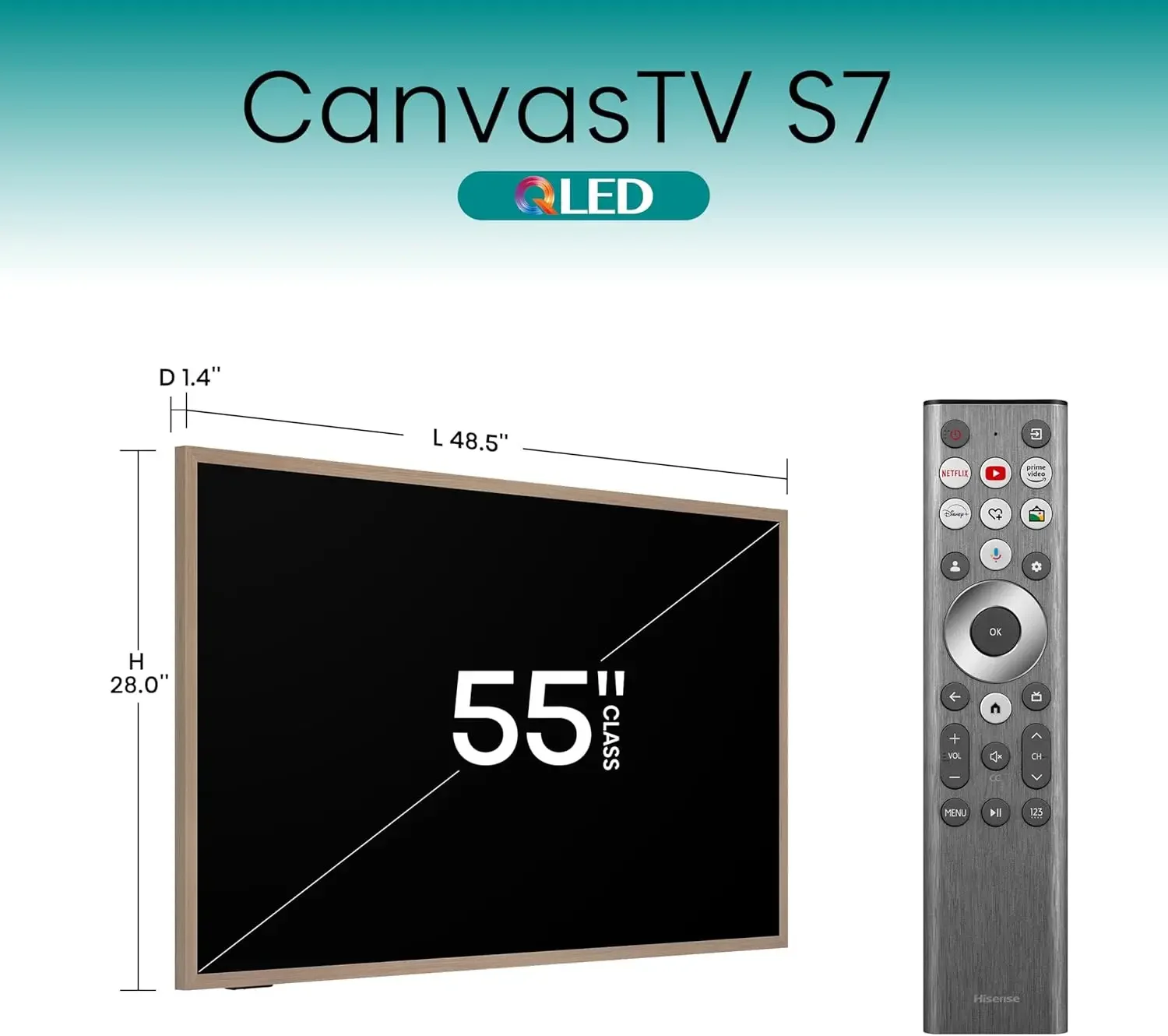 55-Inch Class QLED 4K S7N CanvasTV Series Dolby Vision HDR Google Smart TV (55S7N, 2024 Model) - Art Mode, Anti-Glare Panel, Hi-