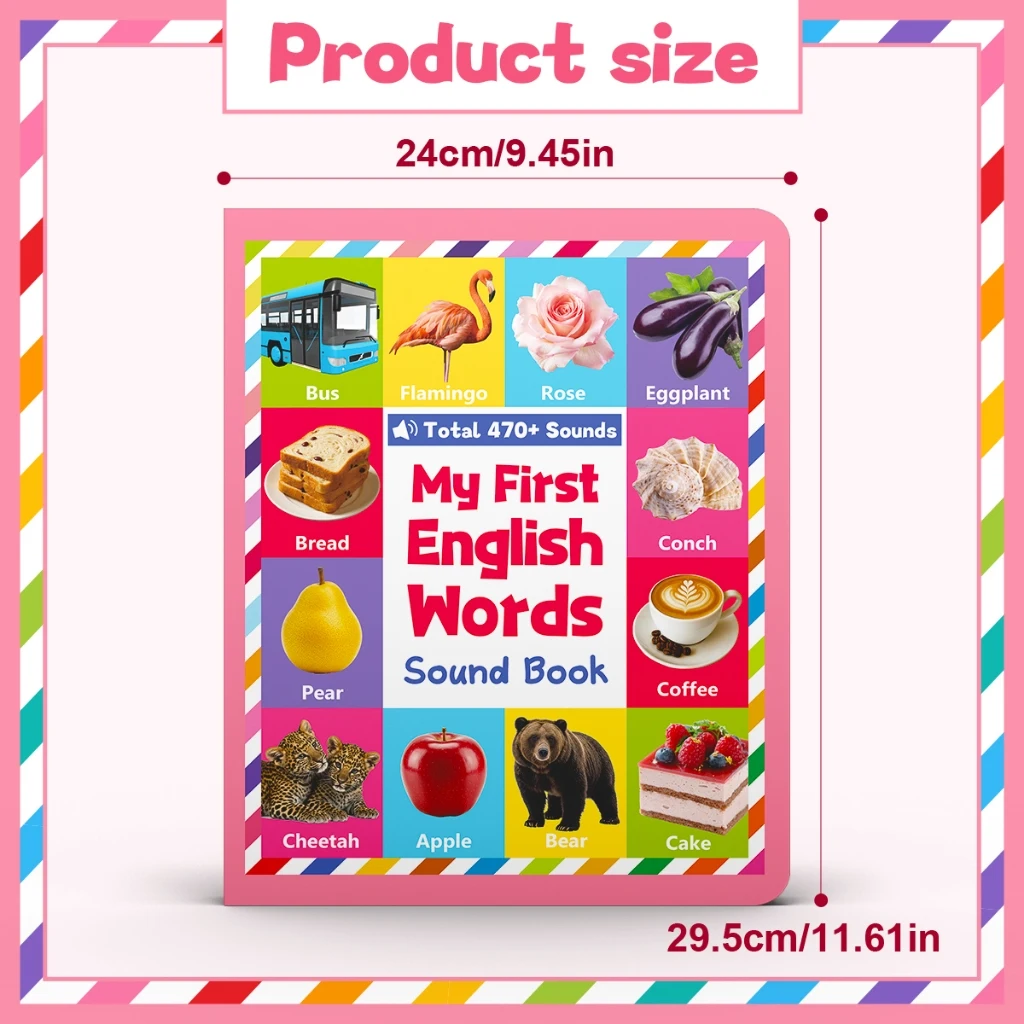 Mi Primer Libro de Sonidos de Palabras en Inglés para Niños, Más de 470 Sonidos Interactivos, Libro Interactivo para el Aprendizaje del Vocabulario Diario