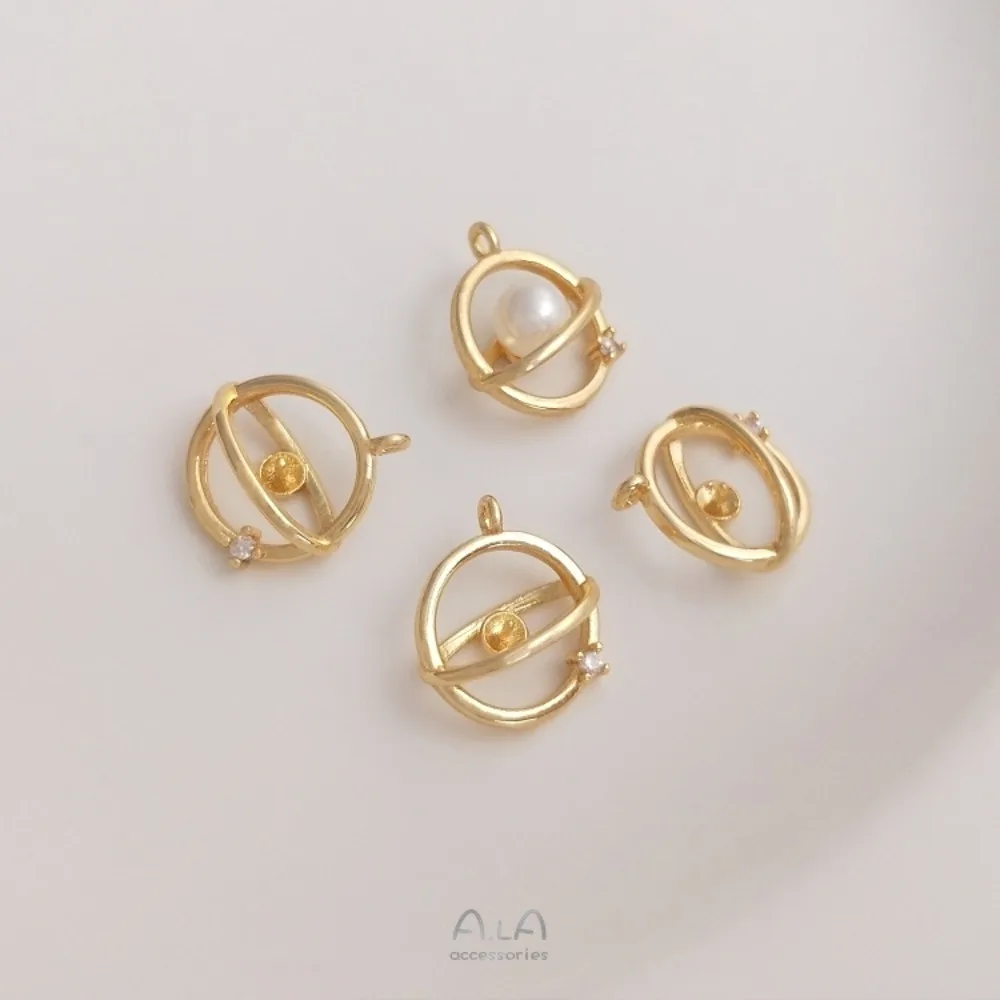 

1 шт. медные подвески 14 К золото цвет полуотверстие кристалл жемчуг держатель планета кулон DIY ключицы ожерелье браслет кулон ювелирные изделия