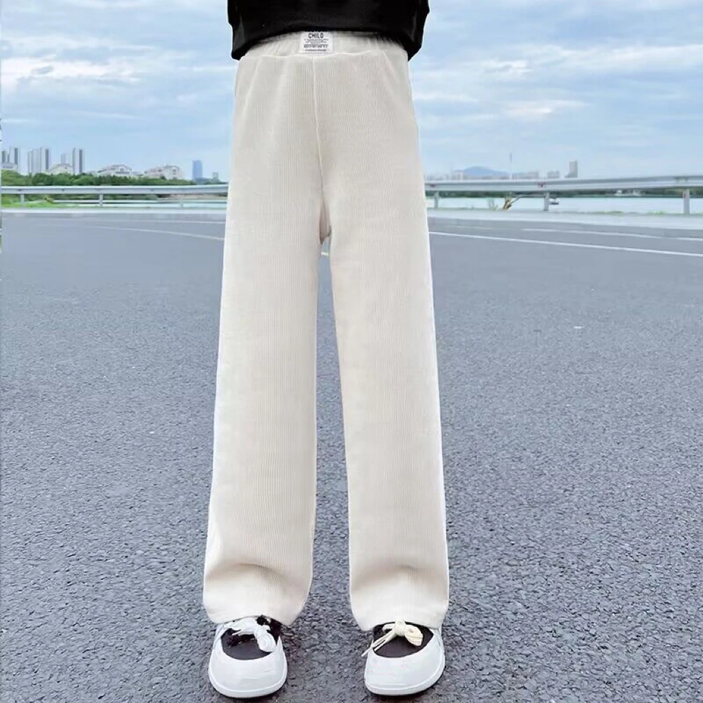 1pcs Autumn Winter Girls Thickening Wide Leg Pants Children\'s Corduroy Casual Straight Pants Kid Trend Slimming Long Trousers
